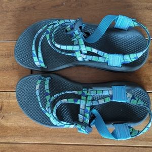 Chaco Women's ZX1 Z/Cloud X Sandals Green blue Hiking Outdoor Strappy 7
